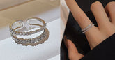 Cold Wind Niche Double flash Diamond Open Ring -J272S